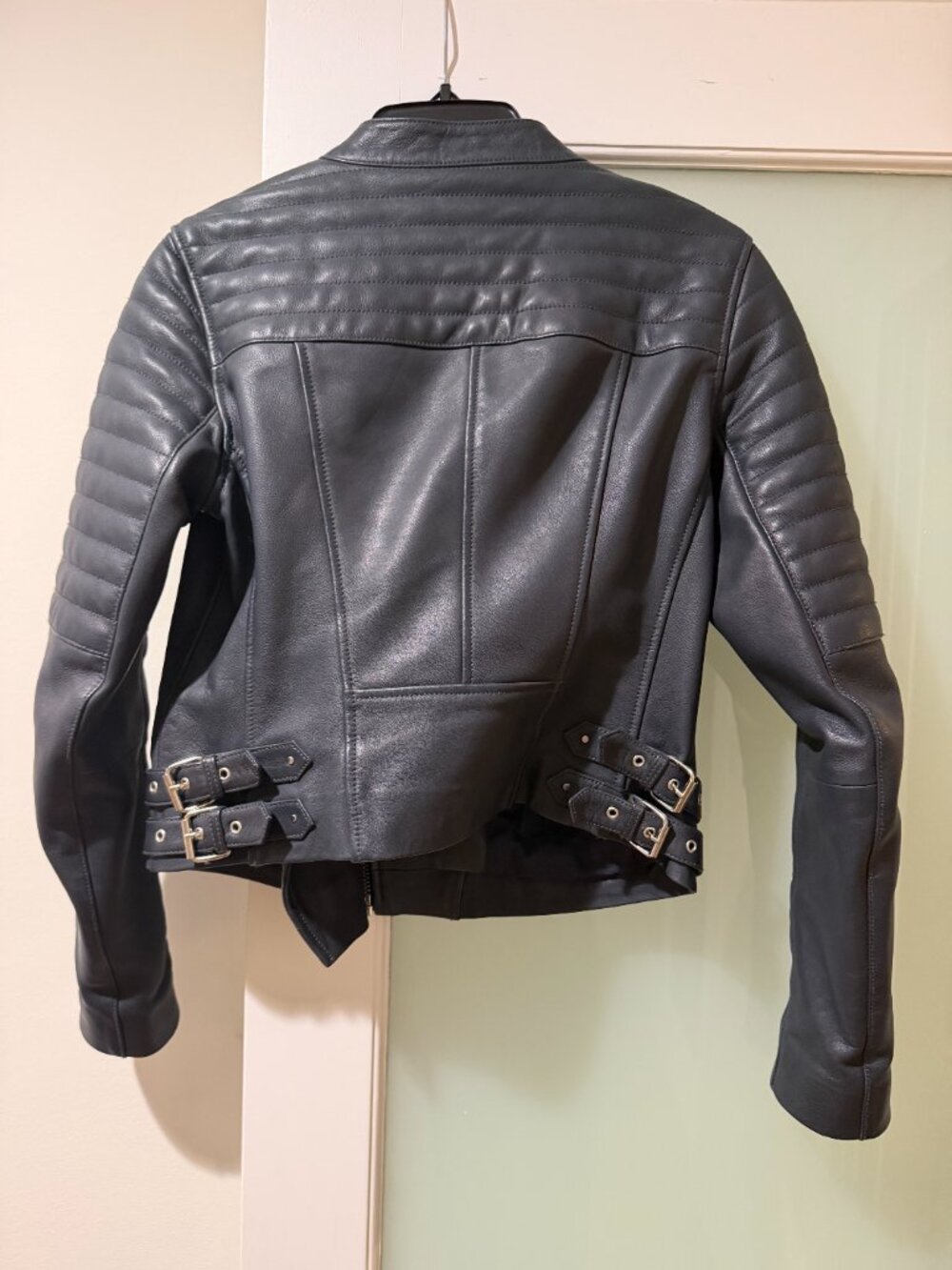 Womens Real Lambskin Leather Midnight Blue Biker Style Jacket - Picture 2 of 3